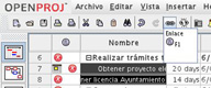 Captura de pantalla vinculando 2 tareas en Openproj.