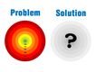 Imagen con dos dianas, una dice problema y otra solución en inglés.