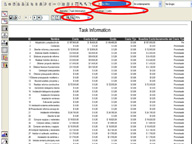 Captura de pantalla de la vista Informes de Openproj.
