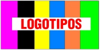 Ilustración con la palabra Logotipos sobre distintas barras de colores.