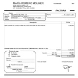 Factura presentada por un arquitecto autónomo por los servicios prestados.