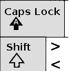 Imagen ampliada de la Teclas Shift, y capsLock.